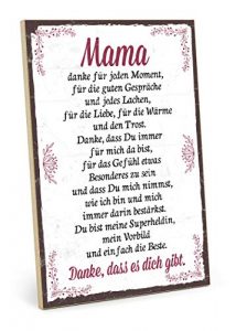 TypeStoff Holzschild mit Spruch – Danke Mama –