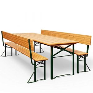 Bierzeltgarnitur mit Rückenlehne & breiter Tisch 170x70cm Holzgarnitur Bierzelt Festzeltgarnitur Sitzgruppe Sitzgarnitur