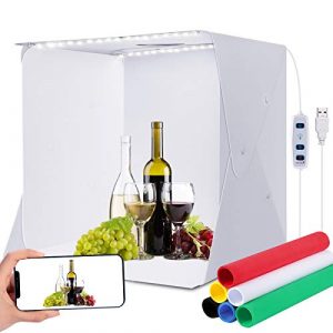 Fotostudio-Aufnahmezelt, 40x40x40cm Fotobox mit Einstellbarer Helligkeit, Faltbare LED-Lichtbox