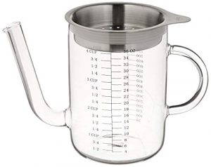 Küchenprofi Fett-Trennkanne 1 Liter, Aus Glas & Rostfreiem Edelstahl, Soßenkanne