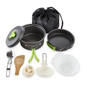Queta 10-Teilig Cookware Kit Picknick Töpfen Kochgeschirr Campinggeschirr Set