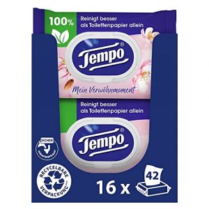 Tempo Toilettenpapier Feucht Mandelmilch & Panthenol, 16er Pack (8 x 2 x 42 Stück)