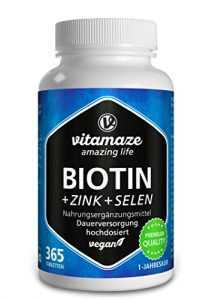 Biotin hochdosiert 10.000 mcg + Selen + Zink für Haarwuchs